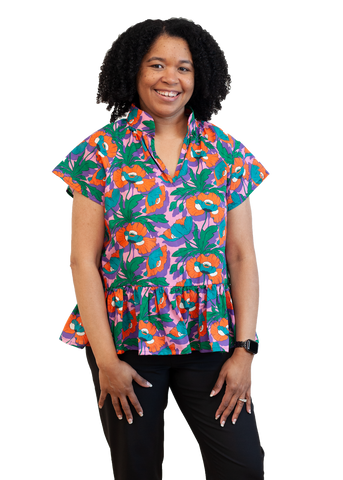 Women's Mandarin Collar Classic, Elegant Cotton Popover Top