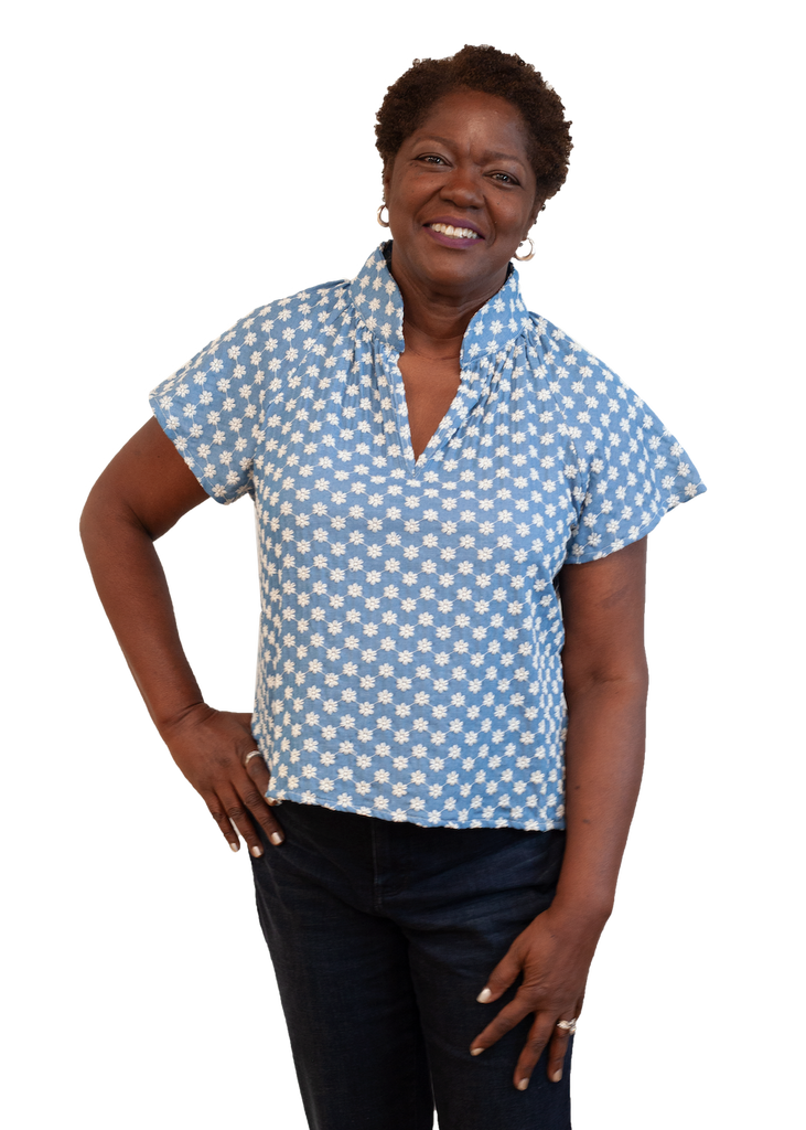 Women's Mandarin Collar Classic, Elegant Cotton Popover Top